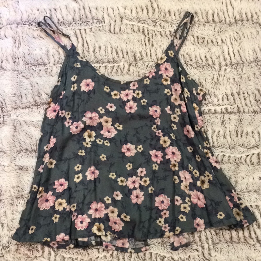 Floral Open Back Spaghetti Strap Top